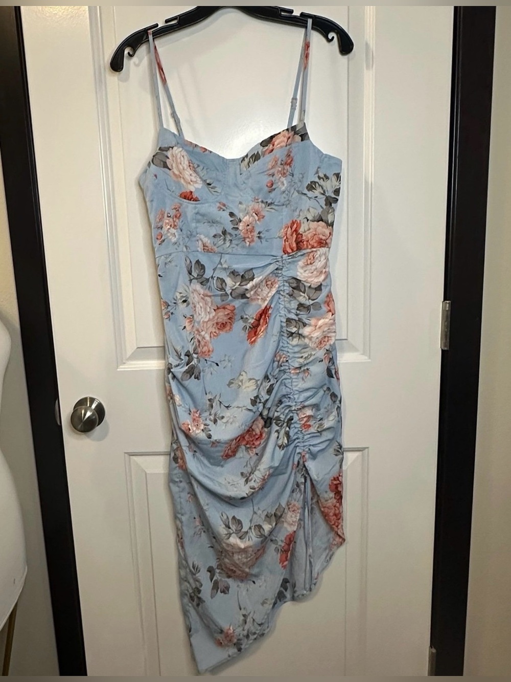 SHEIN Frenchy Floral Split Thigh Cami Dress Baby Blue | Medium